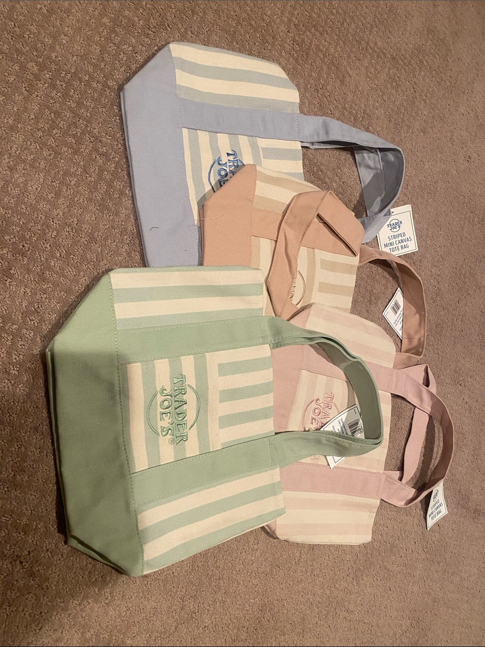 Trader Joes Pastel Stripe Mini Bags NWT
